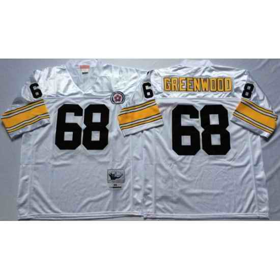 Men Pittsburgh Steelers 68 L. C. Greenwood White M&N Throwback Jersey